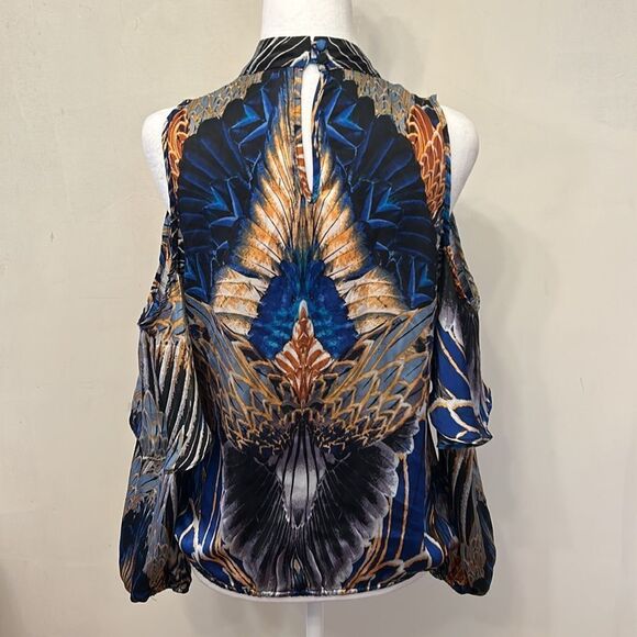 Bisou Bisou multicolored off the shoulder cut out blouse Size S EUC - Picture 6 of 13